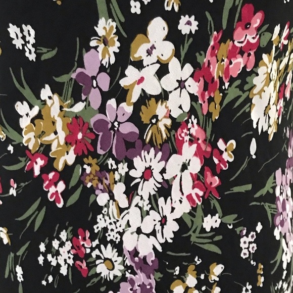 Chaps Ralph Lauren Black Floral Bateau Neck Mermaid Midi Dress 10 - Picture 14 of 15